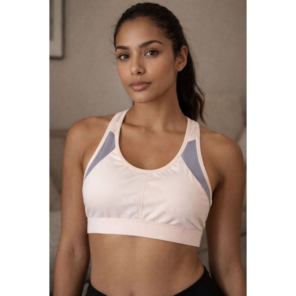 Champion Pink & Gray Mesh Racerback Sports Bra Size S